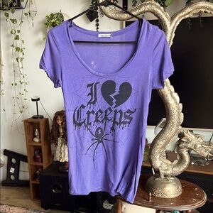 Purple scoop neck graphic tee - Spider Web design